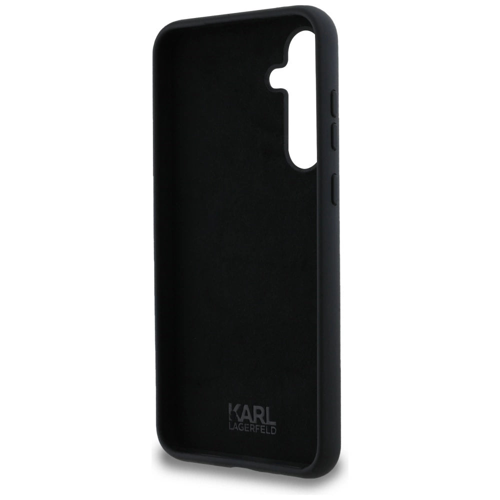 Karl Lagerfeld Silicone Karl&Choupette Metal Pin case for Samsung Galaxy A35 - black