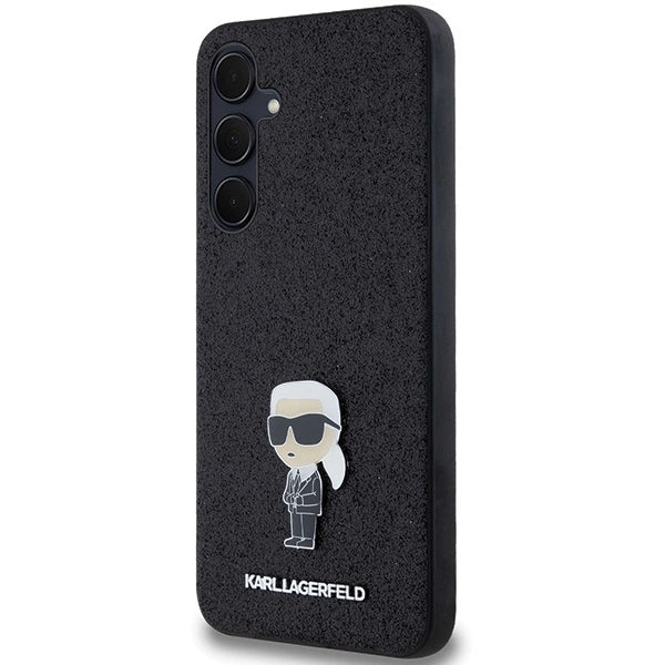 Karl Lagerfeld Fixed Glitter Ikonik Logo Metal Pin case for Samsung Galaxy A55 - black