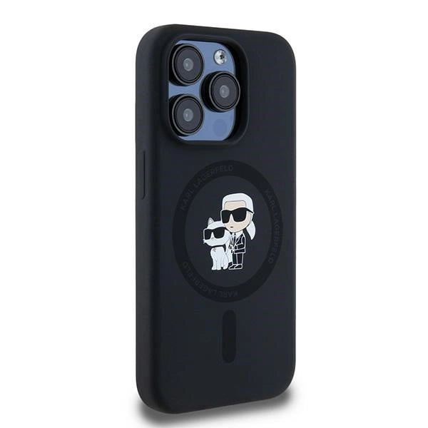 Karl Lagerfeld Silicone Karl&Choupette MagSafe case for iPhone 15 Pro - black