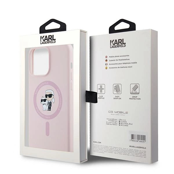 Karl Lagerfeld Silicone Karl&Choupette MagSafe Case for iPhone 15 Pro - Pink