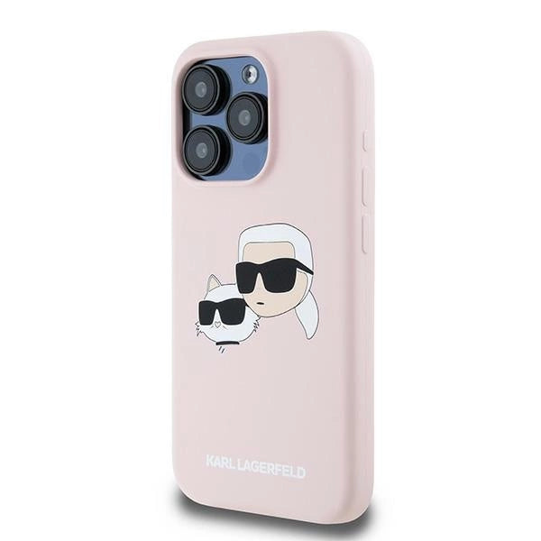 Karl Lagerfeld Silicone Karl&Choupette MagSafe Case for iPhone 15 Pro - Pink