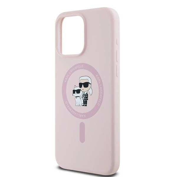 Karl Lagerfeld Silicone Karl&Choupette Ring MagSafe Case for iPhone 15 Pro Max - Pink