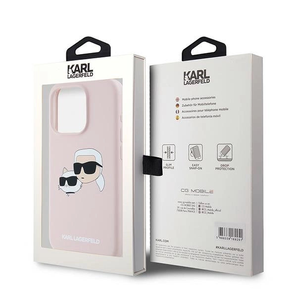 Karl Lagerfeld Silicone Karl&Choupette MagSafe Case for iPhone 15 Pro Max - Pink