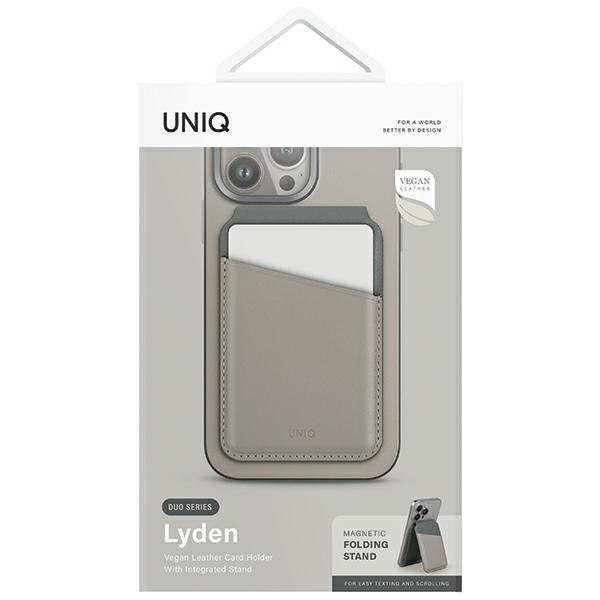 Uniq Lyden DS magnetisk RFID-tegnebog med telefonstativ - beige og grøn