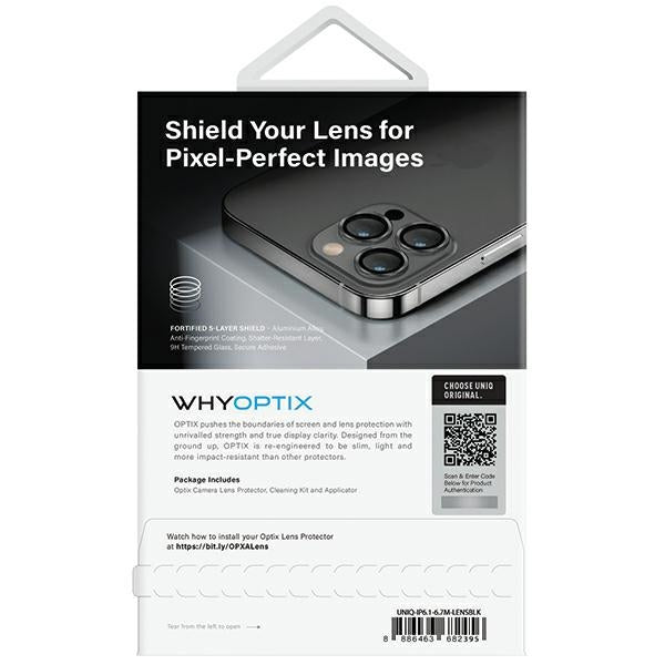 Uniq Optix Glass Aluminium Kamera Lens Beskytter til iPhone 14 / 14 Plus Kamera Lens med Applicator - sort