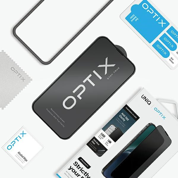 Uniq Optix Privacy tempereret glas til iPhone 15/14 Pro med applikator
