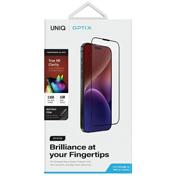 Uniq Optix Vivid glas til iPhone 15 Pro Max med applikator