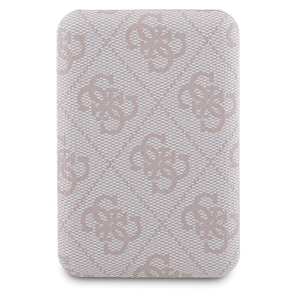 Guess 4G Metal Logo-kasset til iPhone 15 + 5000mAh MagSafe powerbank - pink