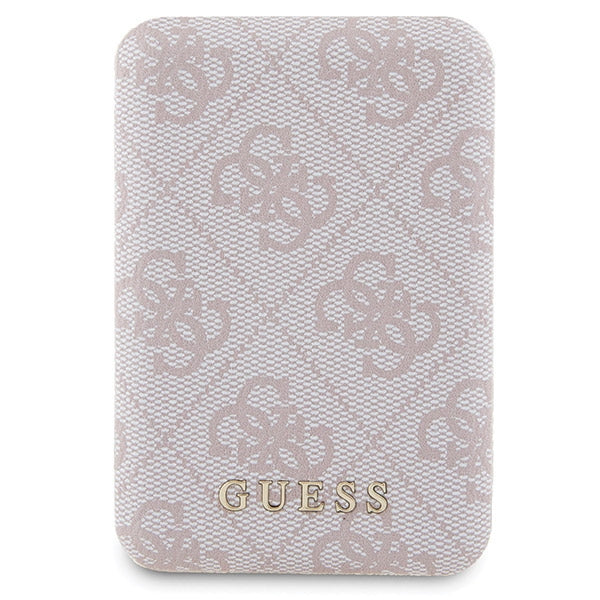 Guess 4G Metal Logo-kasset til iPhone 15 Pro Max + 5000mAh MagSafe powerbank - pink