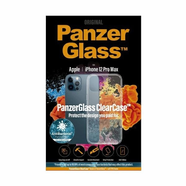 PanzerGlass ClearCase antibakteriel beholder til iPhone 12 Pro Max - gennemsigtig