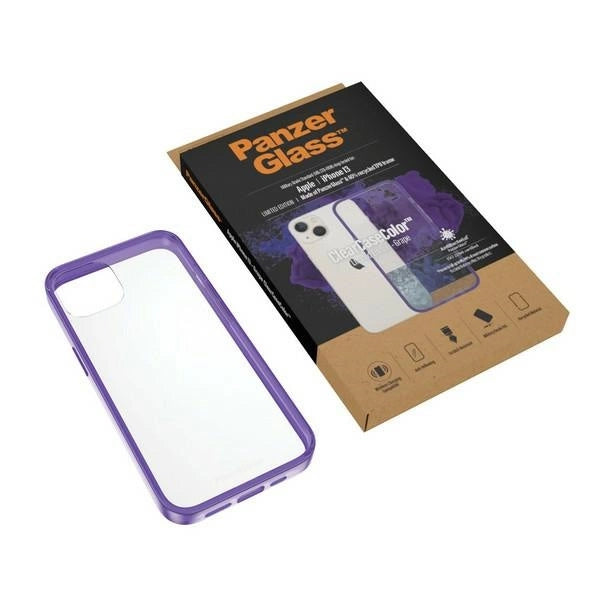 PanzerGlass ClearCase antibakteriel beholder med Military Grade certifikat til iPhone 13 / 14 / 15 - gennemsigtig lilla