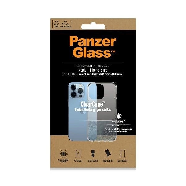 PanzerGlass ClearCase antibakteriel Military Grade certificeret sag til iPhone 13 Pro - gennemsigtig