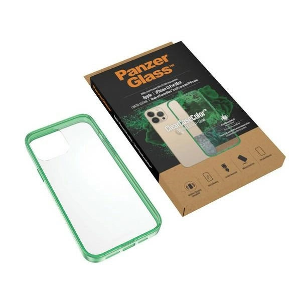 PanzerGlass ClearCase Antibakteriel Military Grade Certified Case til iPhone 13 Pro Max - Gennemsigtig Grøn