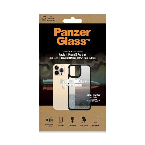 PanzerGlass ClearCase antibakteriel Military Grade certificeret sag til iPhone 13 Pro Max - gennemsigtig og sort