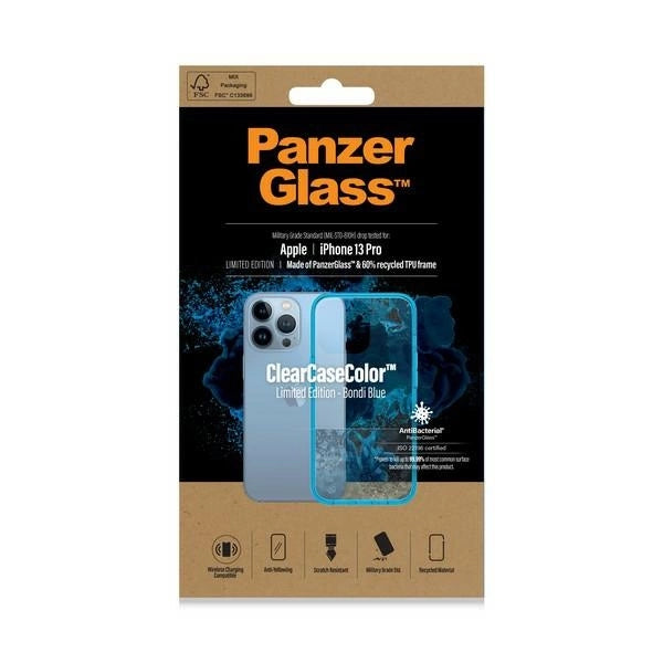 PanzerGlass ClearCase Antibakteriel Military Grade Certified Case til iPhone 13 Pro - Transparent Blue