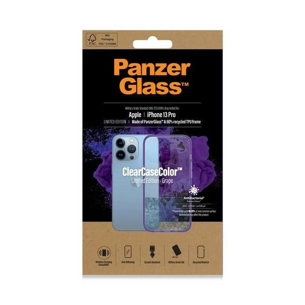 PanzerGlass ClearCase antibakteriel Military Grade certificeret sag til iPhone 13 Pro - gennemsigtig lilla