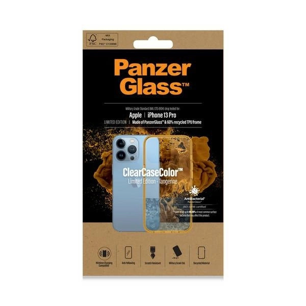PanzerGlass ClearCase Antibakteriel Military Grade Certified Case til iPhone 13 Pro - Gult gennemsigtigt