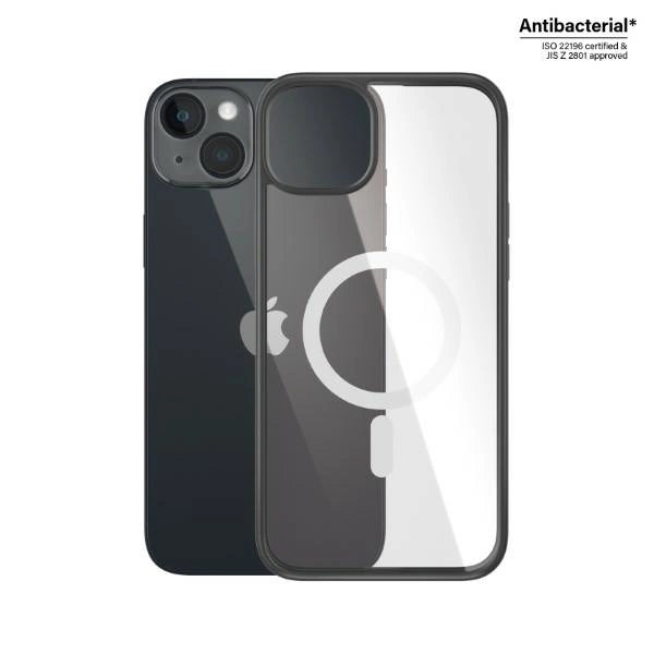 PanzerGlass ClearCase med MagSafe antibakteriel for iPhone 14 Plus / 15 Plus - gennemsigtig og sort