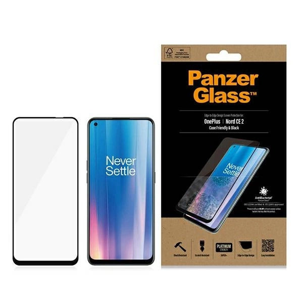 PanzerGlass E2E Super+ hærdet glas på OnePlus Nord CE 2 - med sort ramme