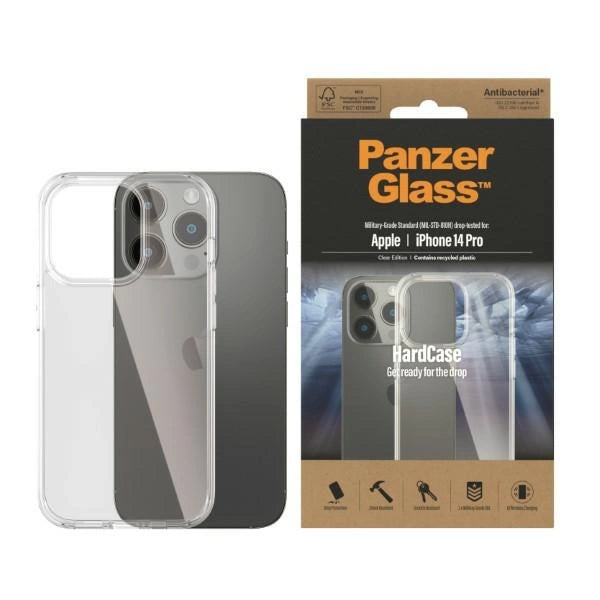 PanzerGlass HardCase antibakteriel Military Grade certificeret sag til iPhone 14 Pro - gennemsigtig