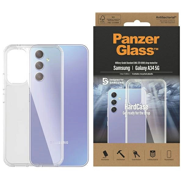 PanzerGlass HardCase antibakteriel Military Grade certificeret sag til Samsung Galaxy A34 5G - gennemsigtig