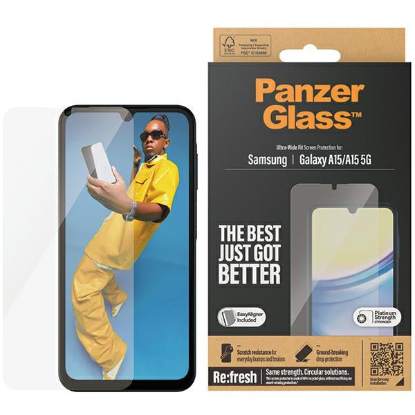PanzerGlass Ultra-Wide Fit tempereret glas til Samsung Galaxy A15 / A15 5G