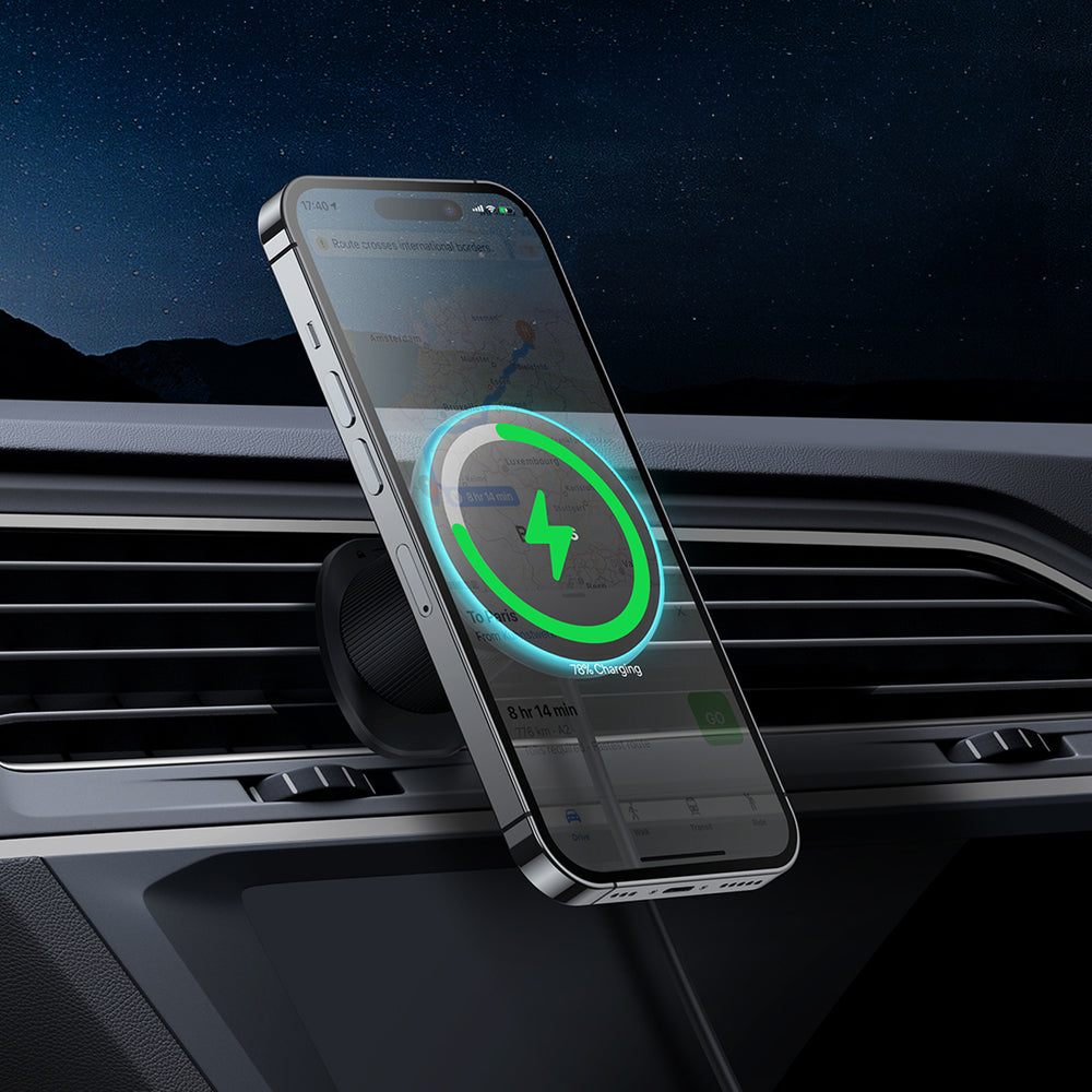 Baseus CW01 car holder for iPhone with 15W inductive charger for air vent - black