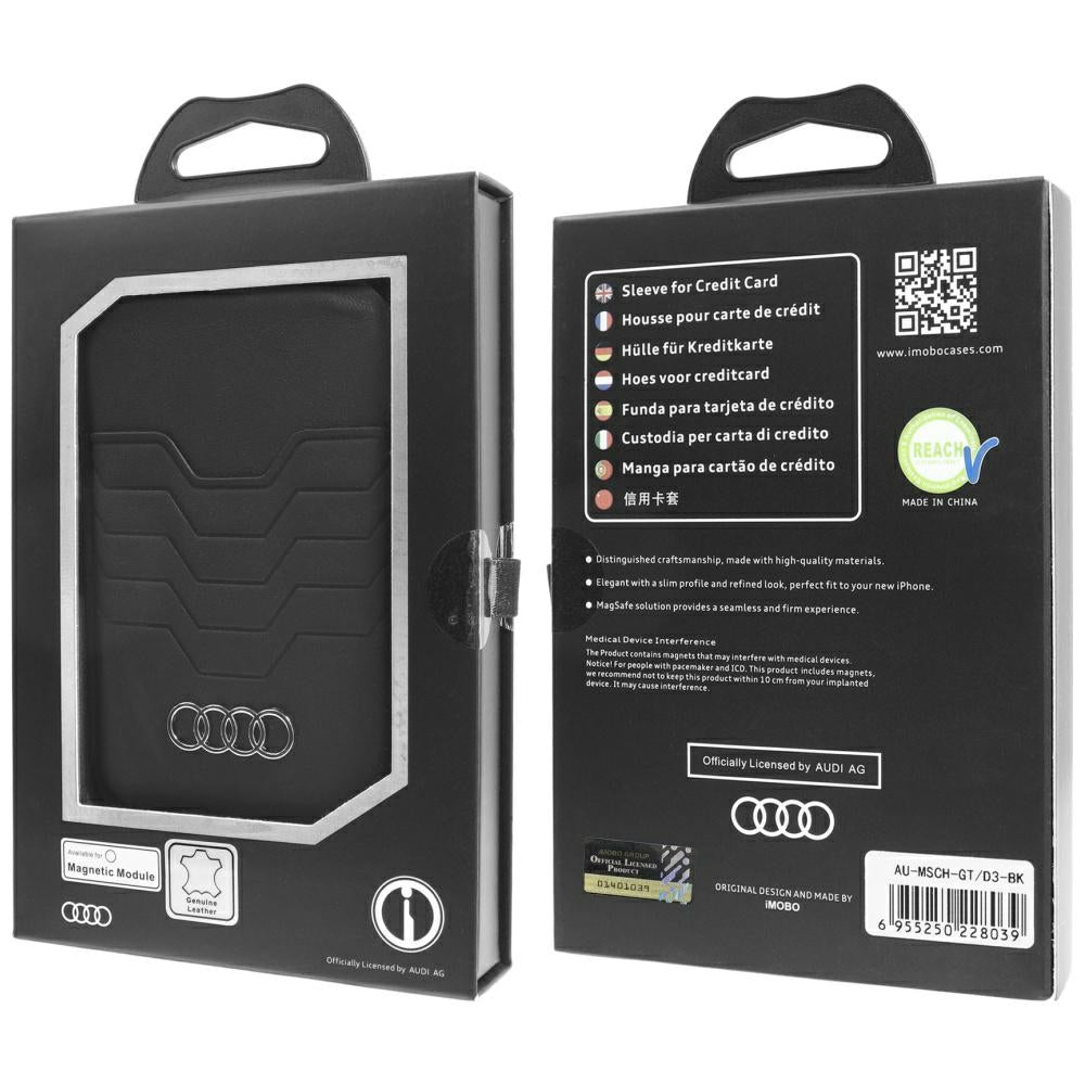 MagSafe Magnetisk Audi Ledder Wallet Card med stativ - sort