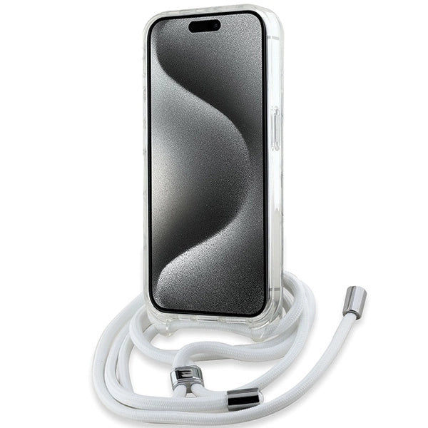 Karl Lagerfeld IML Crossbody Monogram Karl & Choupette Head MagSafe Case for iPhone 15 Pro - Transparent