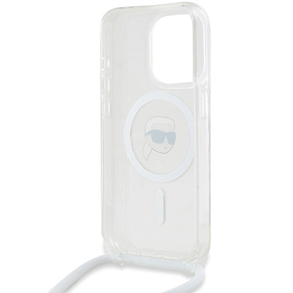 Karl Lagerfeld Crossbody IML Karl Head MagSafe case for iPhone 15 Pro - transparent
