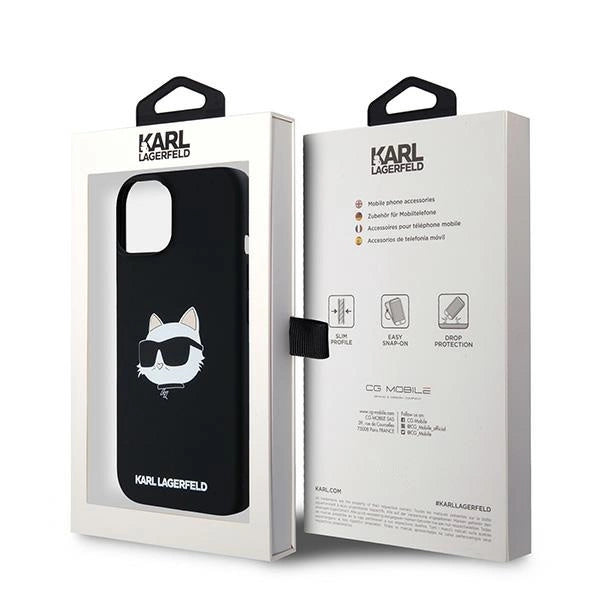 Karl Lagerfeld Silicone Choupette Head MagSafe Case for iPhone 15 Plus / 14 Plus - Black