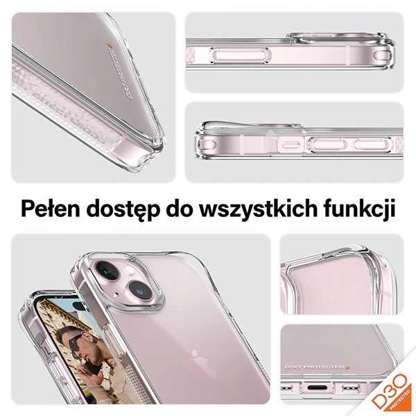 PanzerGlass Bundle 3in1 sæt gennemsigtigt etui + folie + kameraomslag til iPhone 15 Plus