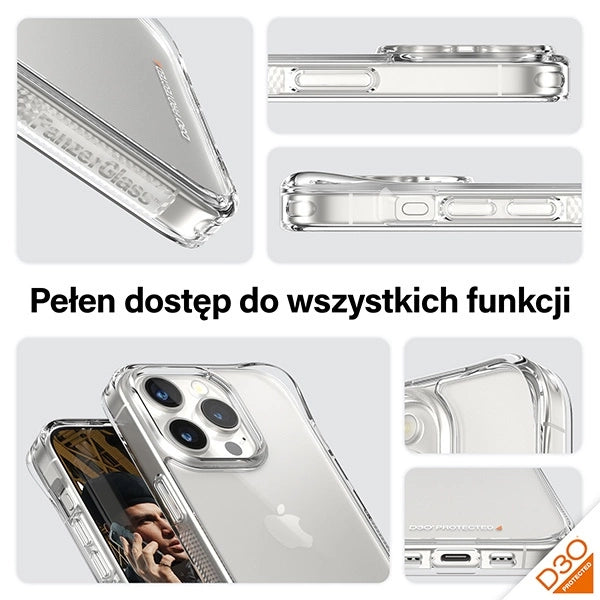 PanzerGlass HardCase med D3O og Military Grade certificering til iPhone 15 Pro - gennemsigtig