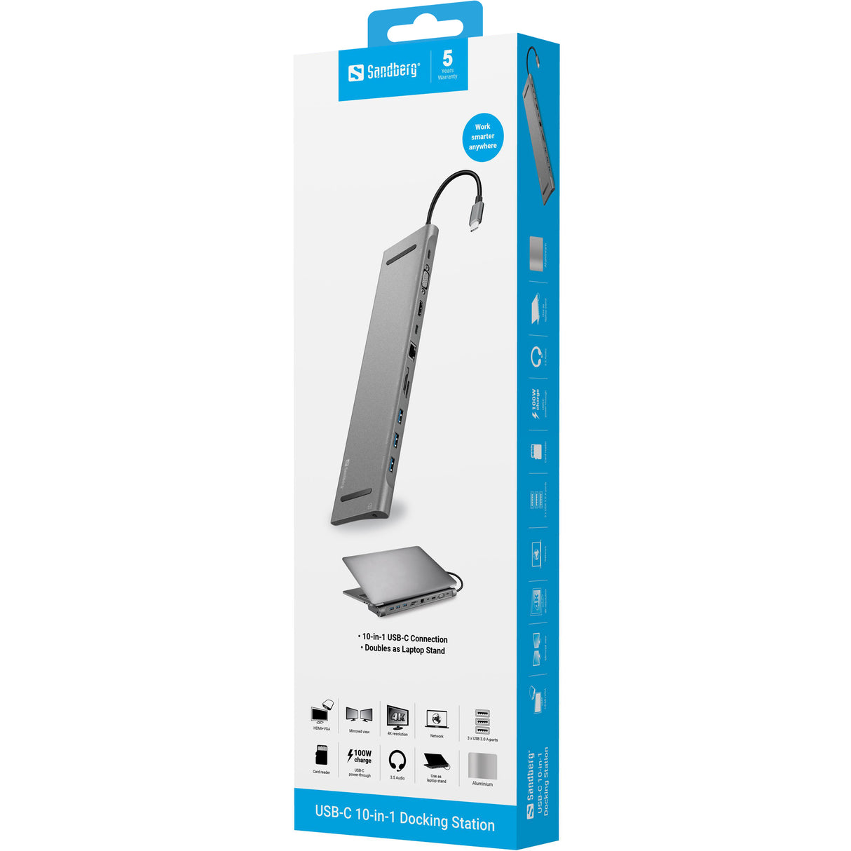 USB-C 10-in-1 Docking Station, Alu