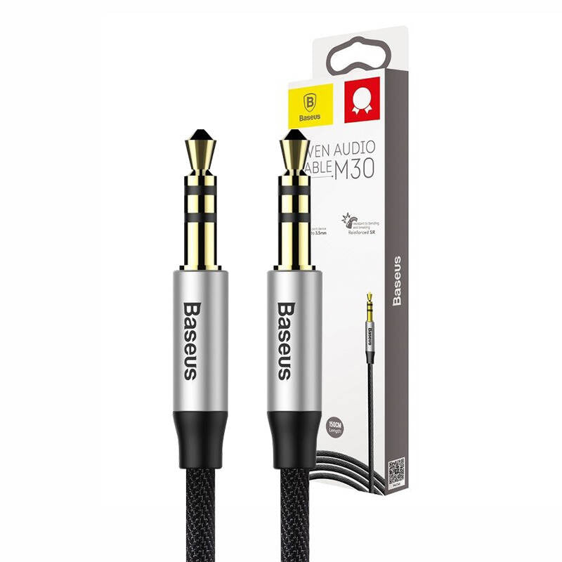 Baseus Yiven Audio Cable 3.5 mandlig Audio M30 1.5M Silver+ Black