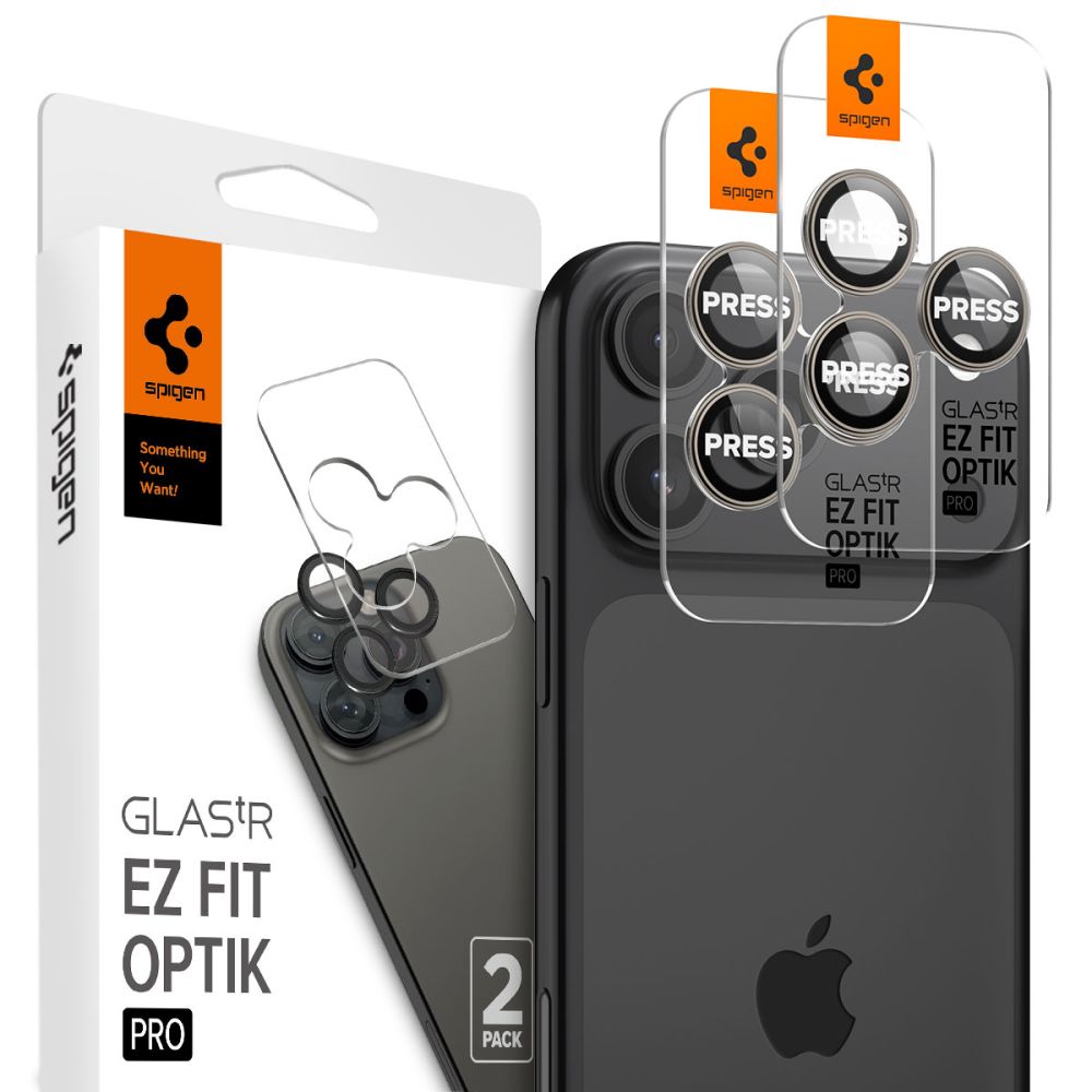 Kamera Beskyttelse Spigen Optik Pro Glas.Tr ”Ez Fit” Camera Protector 2 Pack Iphone 14 Pro / Max / 15 Pro / Max / 16 Pro / Max / 17 Pro / Max Natural Titanium