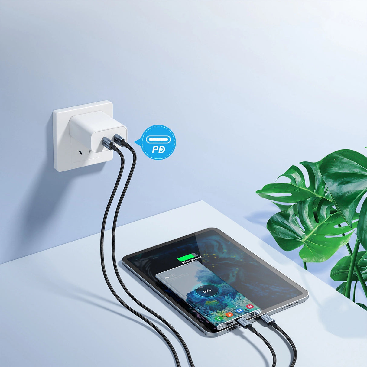 Choetech XCC-1014 USB-C / USB-C PD 60W kabel - grå