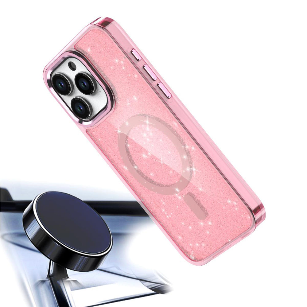 Glitter Case MagSafe til iPhone 16 Pro - pink med glitter