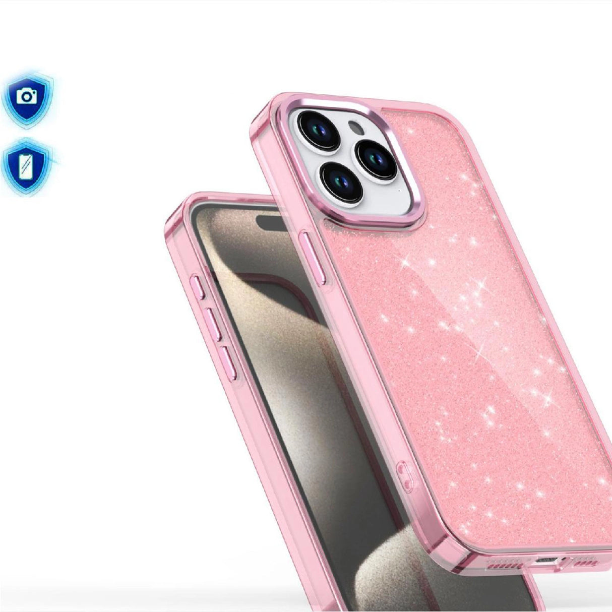 Glitter Case til iPhone 16 Pro - pink med glitter