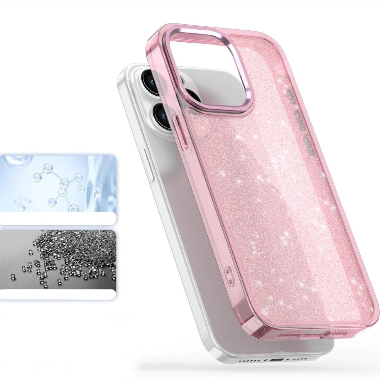 Glitter Case til iPhone 16 Pro - pink med glitter