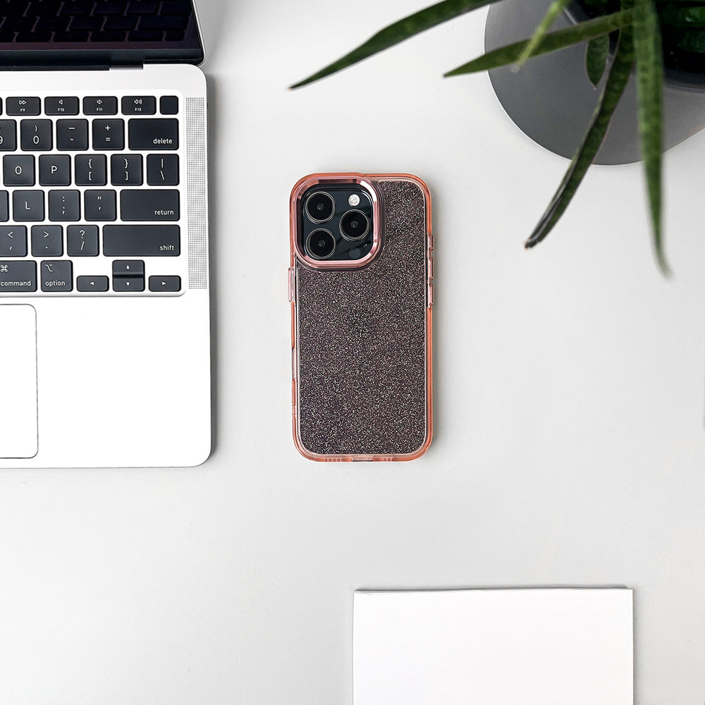Glitter Case til iPhone 16 Pro Max - pink med glitter