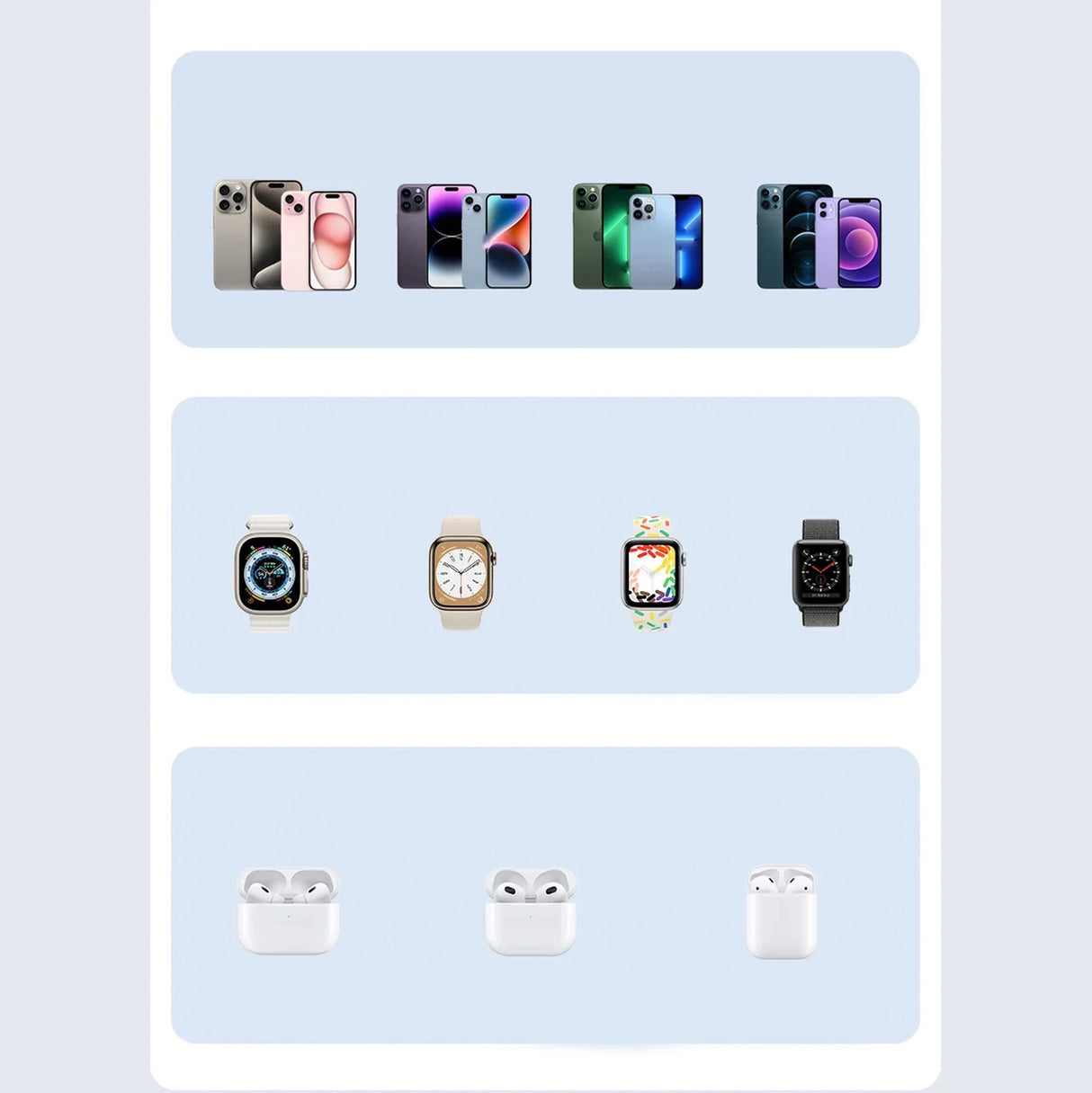 Duzzona W20 15W 4in1 induktiv oplader til iPhone / AirPods / Apple Watch med natlampe - hvid