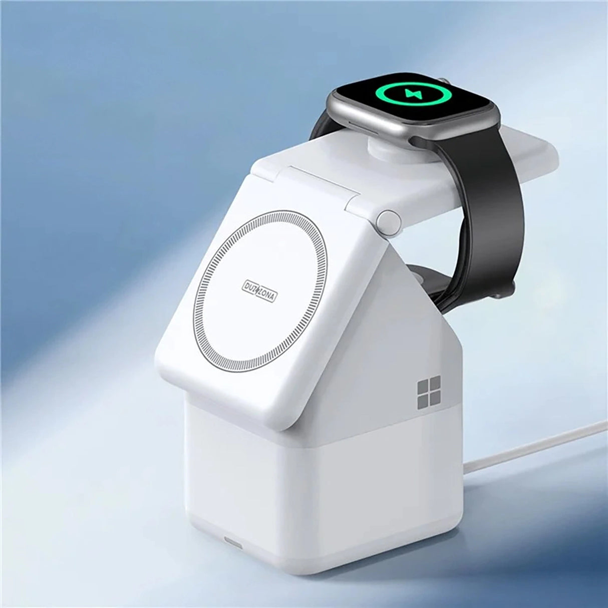 Duzzona W20 15W 4in1 induktiv oplader til iPhone / AirPods / Apple Watch med natlampe - hvid