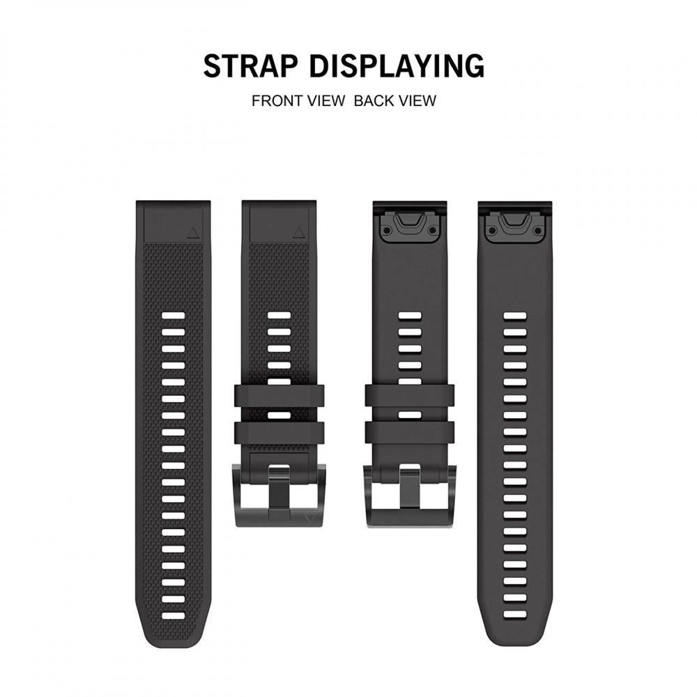 Tech-Protect Smooth Strap til Garmin Fenix 3 / 5X / 3HR / 5X Plus / 6X / 6X Pro / 7X - sort