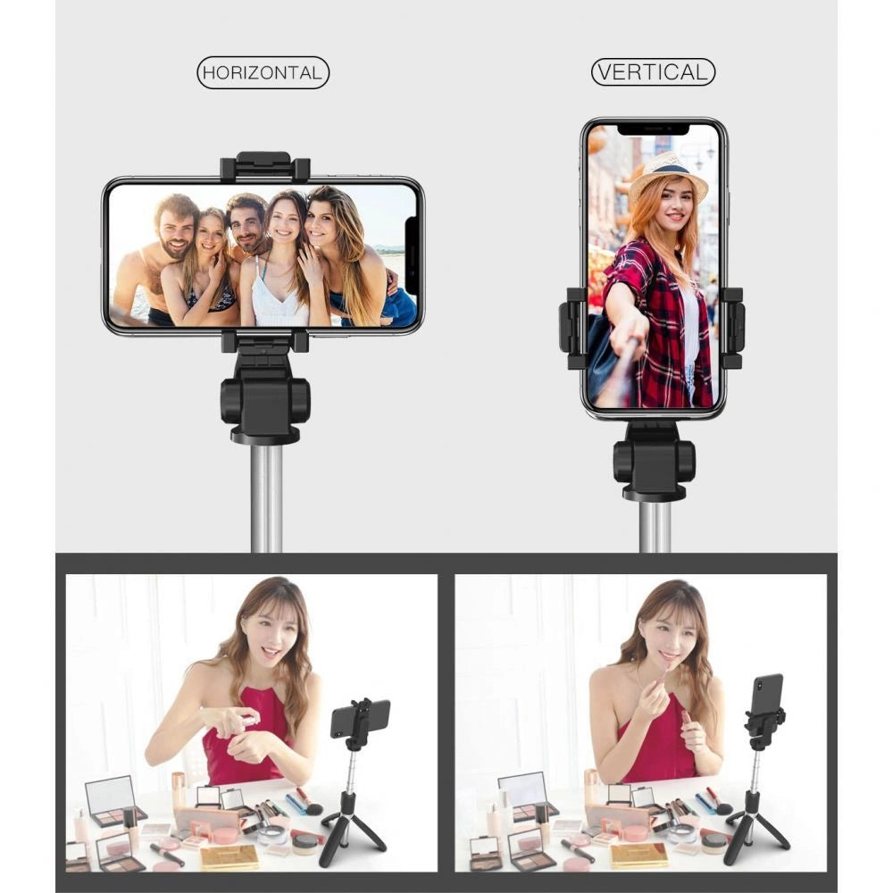Tech-Protect L01S Bluetooth Selfie Stick med Stativ op til 70 cm - sort