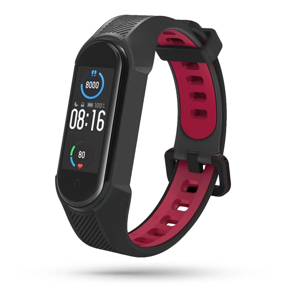 Tech-Protect Armor Strap til Xiaomi Mi Smart Band 5 / 6 / 6 NFC - sort og rød