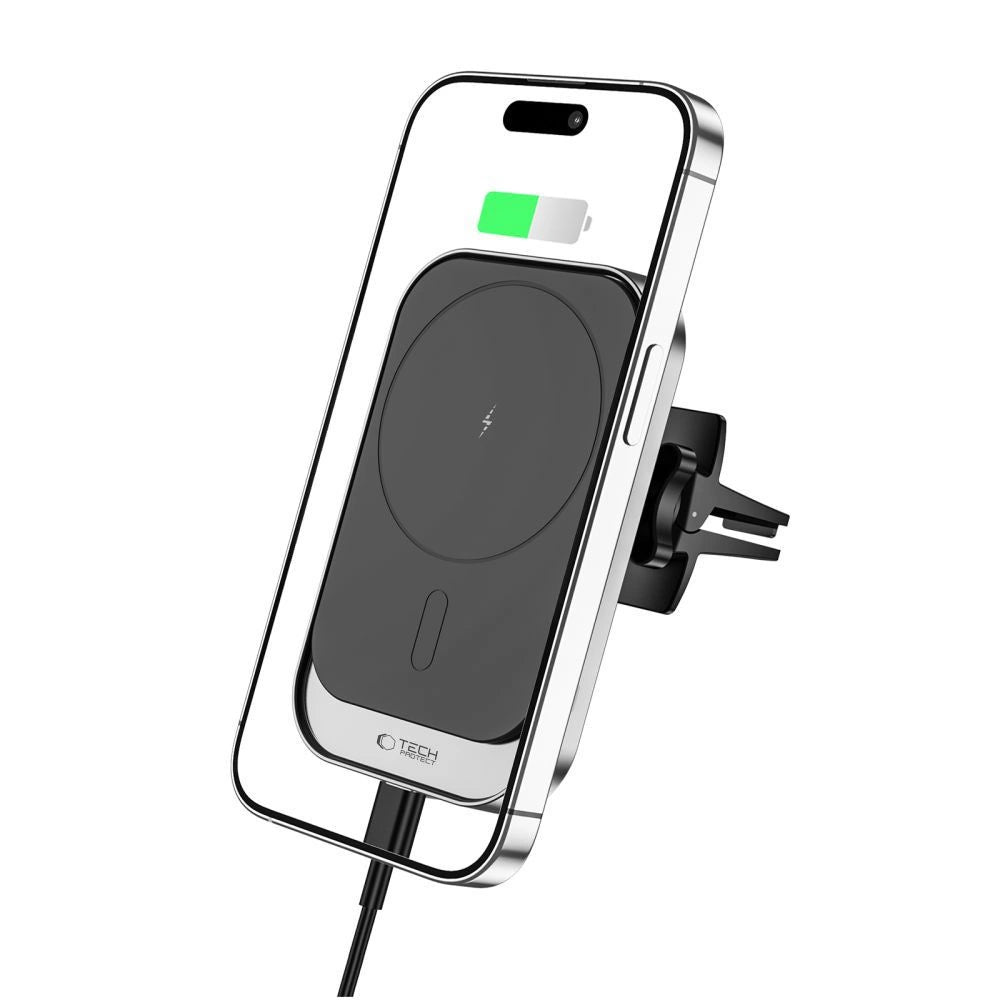 Tech-Protect CW19 MagSafe magnetisk bilholder med 15W induktiv oplader til luftventil - sort