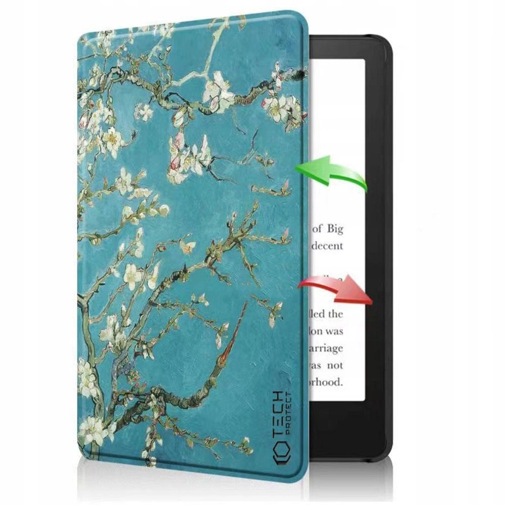 Tech-Protect SmartCase til Kindle Paperwhite V / 5 / Signature Edition - Blå med Sakura Blomster