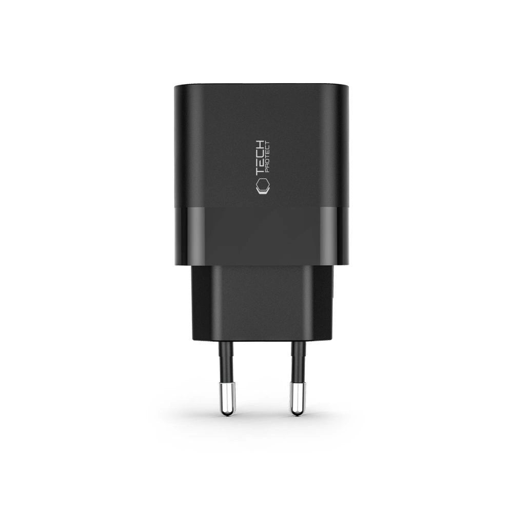 Tech-Protect C30W oplader USB-C PD 30W / USB-A QC 3.0 - sort