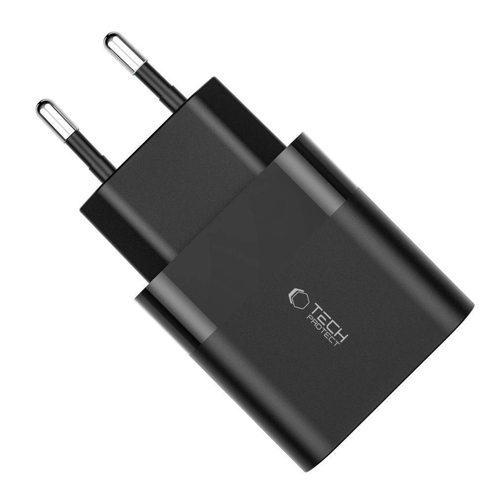 Tech-Protect C30W oplader USB-C PD 30W / USB-A QC 3.0 - sort